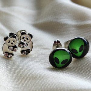 Panda Earrings, Alien Earrings